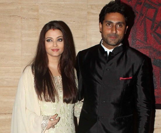 Aishwarya Rai in White Churidar Suit with Abhishek Bachchan at Asin Birthday Party