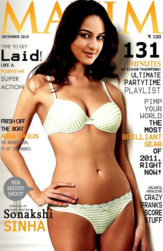 Sonakshi Sinha Hot Photos in Bikini on Maxim Magazine Cover Page Images