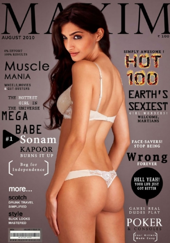 Sonam Kapoor Hot Photos in Bikini on Maxim Magazine Cover Page Bold Images