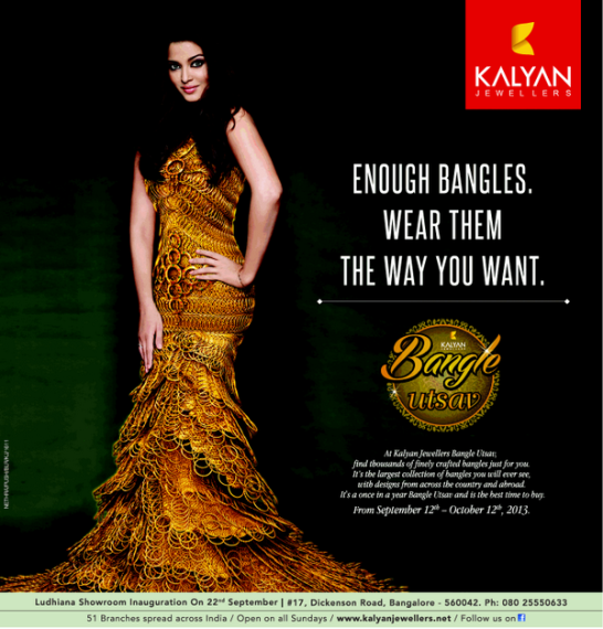 Aishwarya Rai in Kalyan Jewellers Bangle Utsav Print Advertisement - Latest Ad Photoshoot