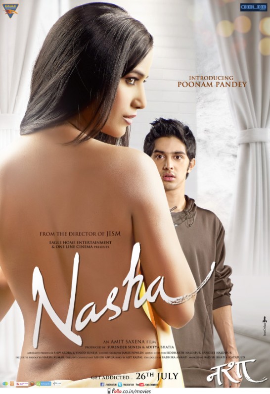 Poonam Pandey Back Pics in Backless NASHA Movie Posters Hot Scenes Photos