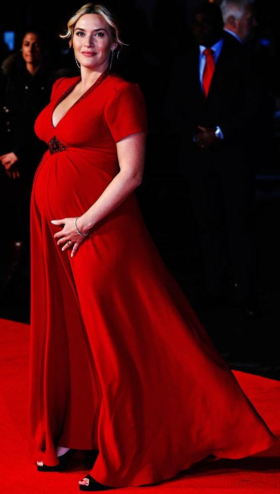 Pregnant Kate Winslet in Hot Red Dress at BFI London Film Festival for Screening of LABOUR DAY Movie