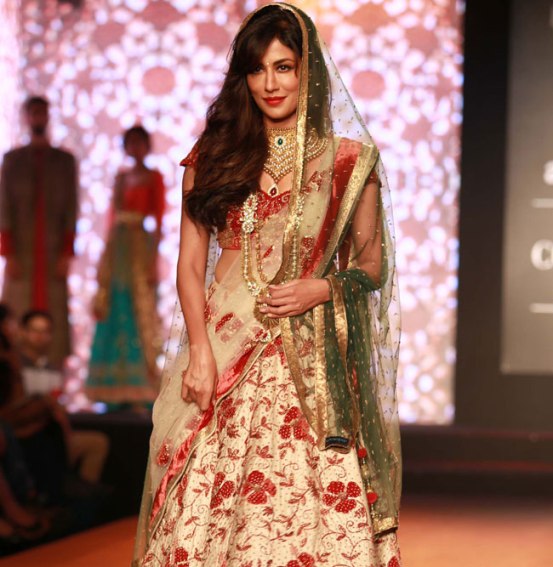 Chitrangada Singh in Red Floral Lehenga Choli 