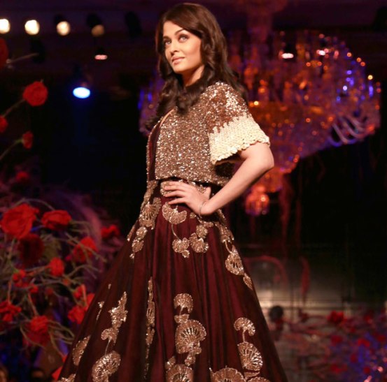 Aishwarya Rai in Maroon Lehenga Skirt