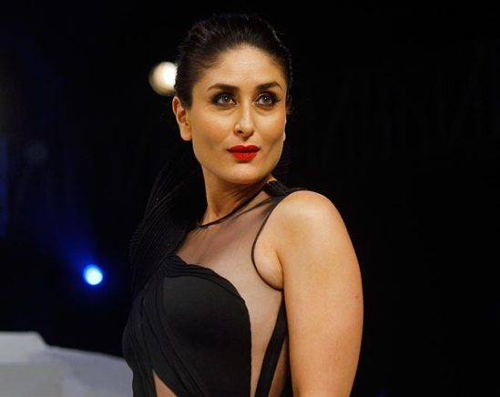Kareena Kapoor in Black Cut Out Transparent Gown at Lakme Fashion Week Winter Festive 2015