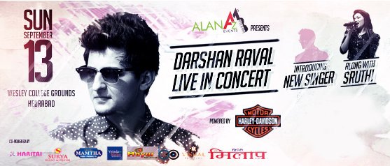 Darshan Raval Live Concert in Hyderabad on 13th September 2015 at Wesley College Ground